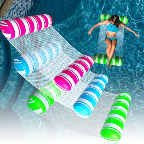 Annil 3 Pack Inflatable Pool Floats Adult Size Water HammockPool Floaties Toys4in1 MultiPurpose Floats for Swimming PoolPool Rafts Lounge Chairs Floatingfor Vacation Fun and Rest - Image 1