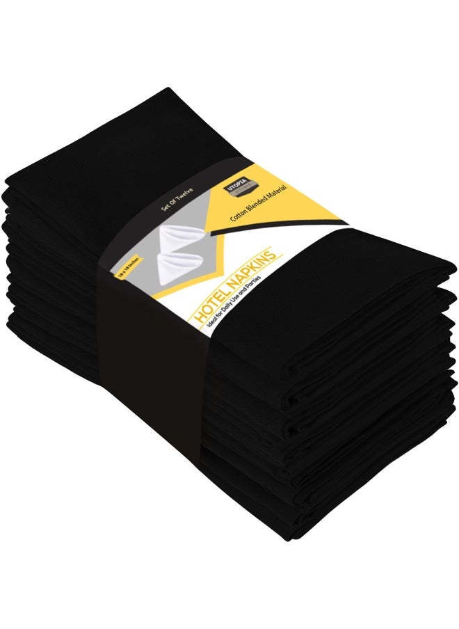 Utopia Kitchen - Utopia Kitchen Black Cloth Napkins  12 Pack  18X18 Inch  Cotton Blend Washable And Reusable Table Dinner Napkins For Hotel  Lunch  Restaurant  Weddings  Event And Parties - Image 1