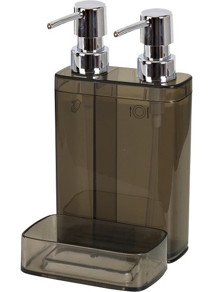 Primanova - Viva 2-pack Liquid Soap Dispenser with Sponge - Transparent Black - Image 1