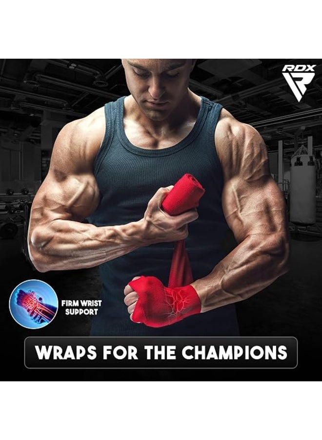 RDX Boxing Hand Wraps Inner Gloves, 4.5m Elasticated Thumb Loop Bandages, Men Women Under Mitts Straps Wrist Protection, Muay Thai MMA Kickboxing Martial Arts, Speed Bag Punching Training |Black/Black (HWC-BBB+) - Image 5