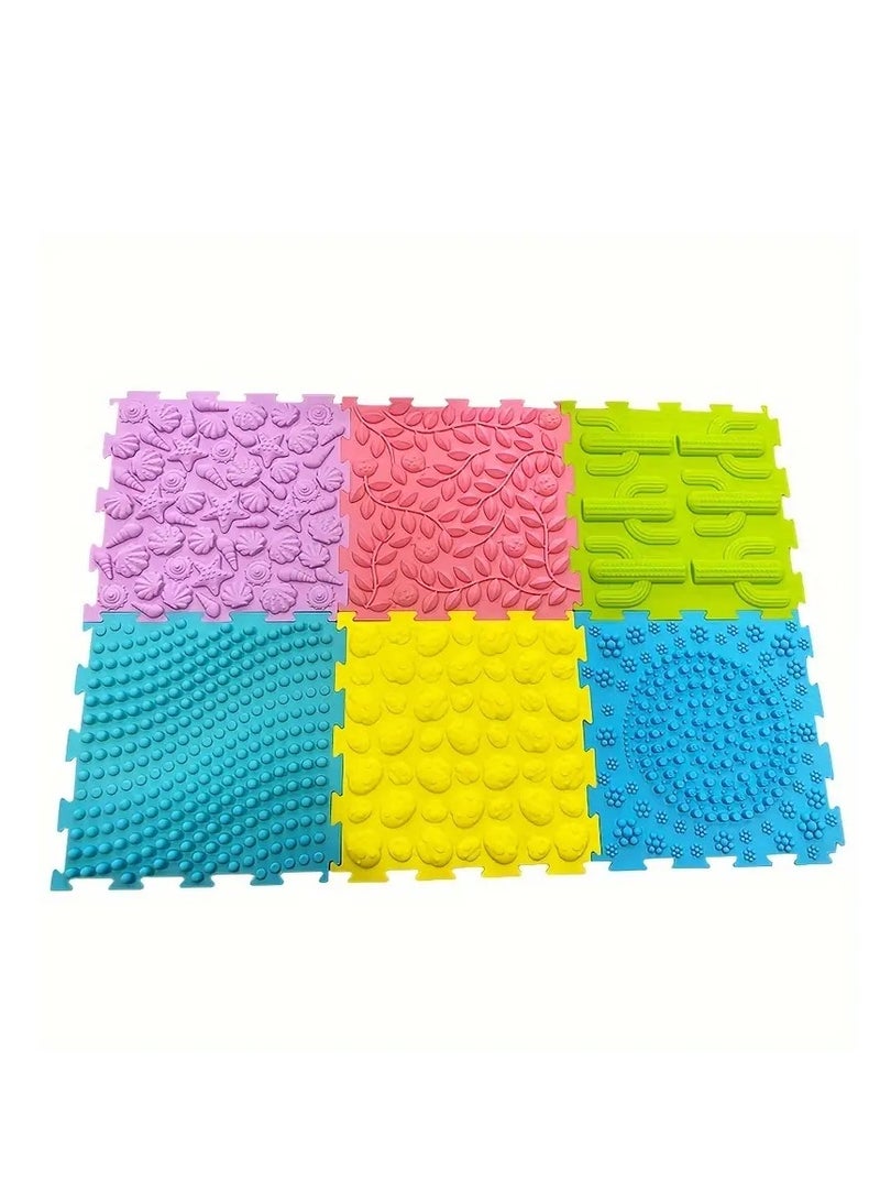 Sensory Puzzle Mats for Kids – Colorful, Textured Silicone Tiles for Sensory Development, Stress Relief & Playtime Fun – Ideal for Home, School & Therapy Settings. 6-pices - Image 3