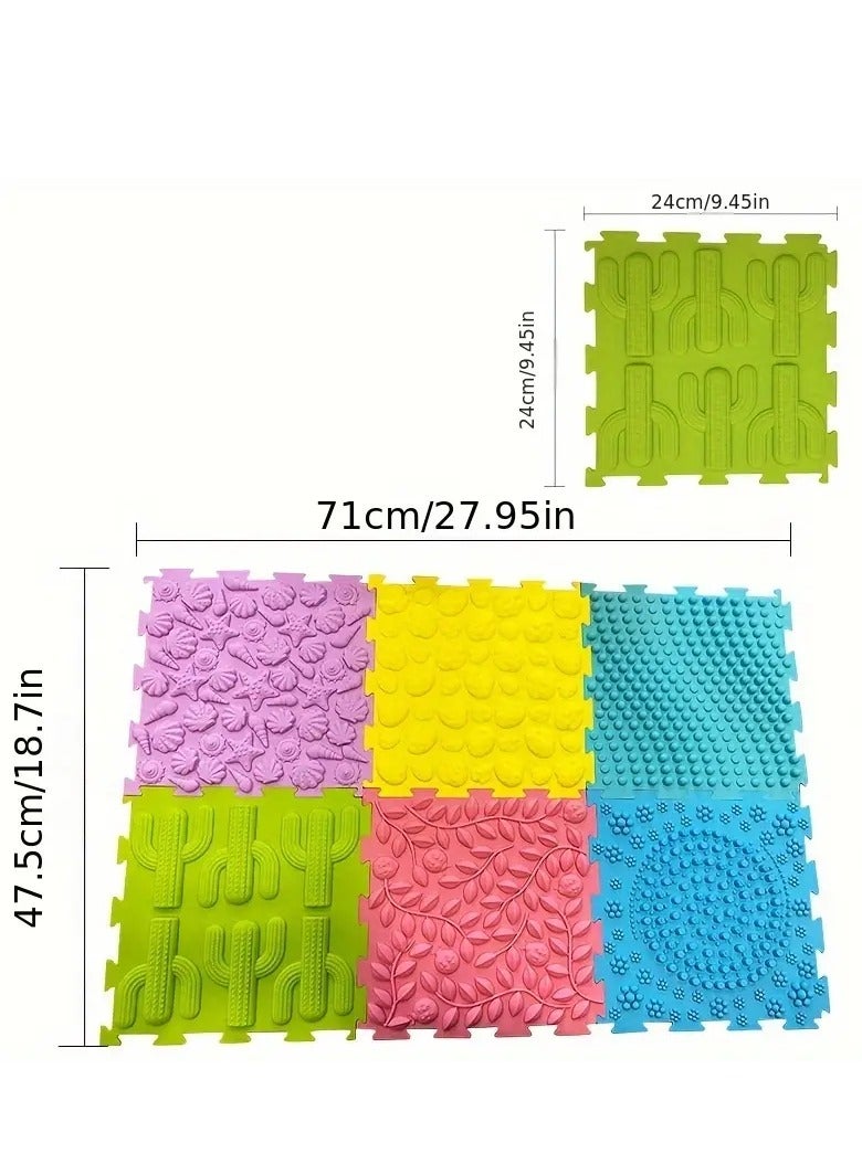 Sensory Puzzle Mats for Kids – Colorful, Textured Silicone Tiles for Sensory Development, Stress Relief & Playtime Fun – Ideal for Home, School & Therapy Settings. 6-pices - Image 5