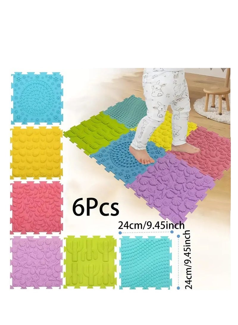 Sensory Puzzle Mats for Kids – Colorful, Textured Silicone Tiles for Sensory Development, Stress Relief & Playtime Fun – Ideal for Home, School & Therapy Settings. 6-pices - Image 4