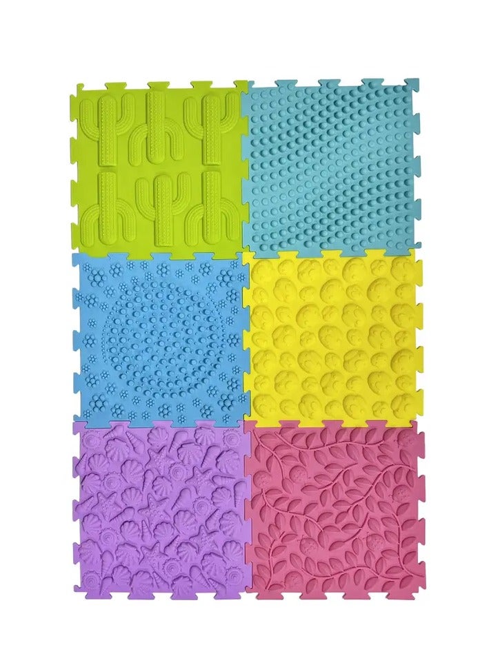 Sensory Puzzle Mats for Kids – Colorful, Textured Silicone Tiles for Sensory Development, Stress Relief & Playtime Fun – Ideal for Home, School & Therapy Settings. 6-pices - Image 2
