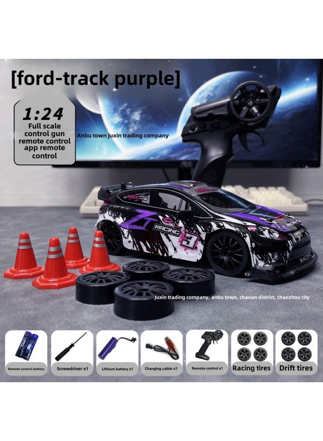 Yu Feifei's 1: 24 Full-scale Track Version Ford Rally Remote Control Car Four-wheel Drive Rc Drift Car Gift-Colour:Ford Track Edition-purple-full Scale-Proportion:Two Batteries  Free Remote Control Battery  - Image 1