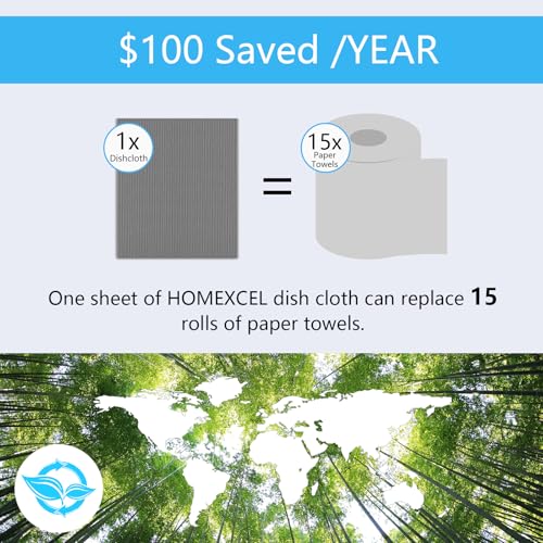 HOMEXCEL Swedish Dishcloths for Kitchen 20 Pack, Sponge Dish Cloth for Counters & Washing Dishes, Reusable and Absorbent Paper Towels, Grey - Image 5