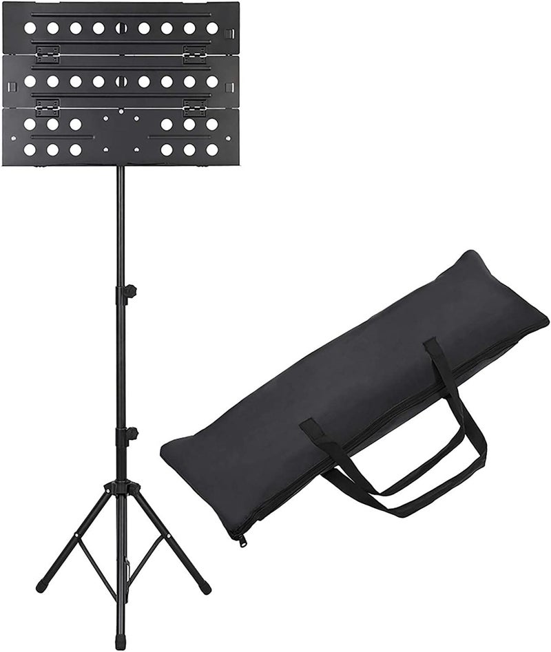 TechBlaze New 3 Fold Notation Stand Orchestral Music Notation for Singers Portable Heavy Book Singing Script Stand with Music Sheet stand Clip Holder Tripod Base for Notes, Lyrics - Image 1