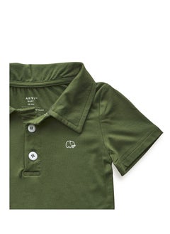 أنفي بيبي Bamboo Spandex Polo T-Shirt- Dark Green  - Image 2