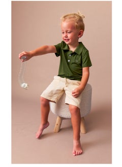 أنفي بيبي Bamboo Spandex Polo T-Shirt- Dark Green  - Image 4