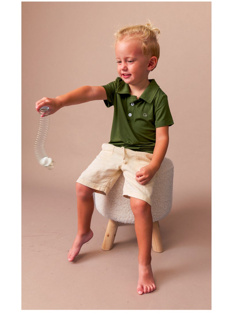 Anvi Baby Bamboo Spandex Polo T-Shirt- Dark Green  - Image 4