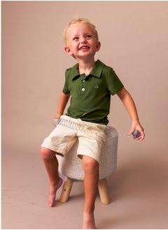 أنفي بيبي Bamboo Spandex Polo T-Shirt- Dark Green  - Image 5