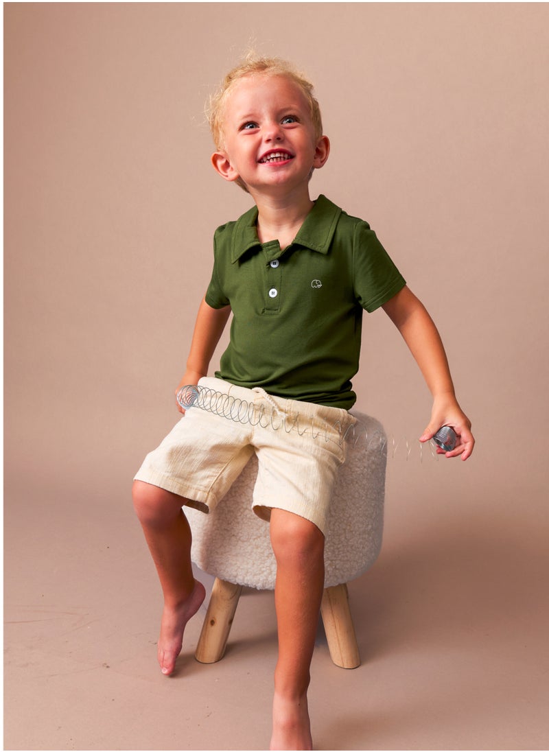 Anvi Baby Bamboo Spandex Polo T-Shirt- Dark Green  - Image 5