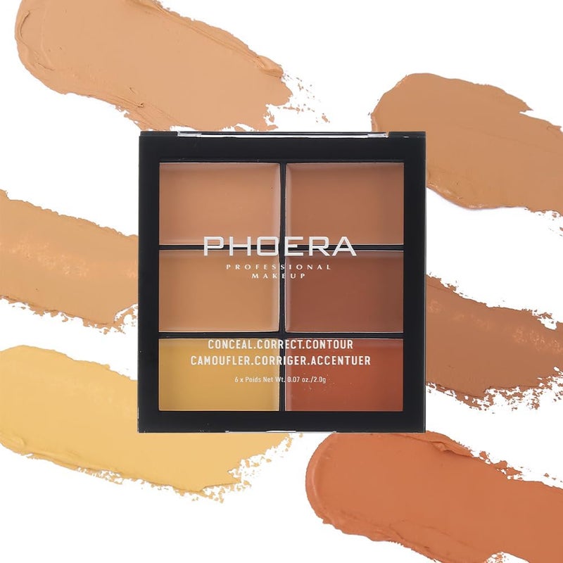 Phoera Cream Concealer Corrector Contour Palette Medium to Full Coverage Conceal Dark Circles Blemishes Moles Tattoos Acne Scars Colour Correcting DEEP ONE SIZE