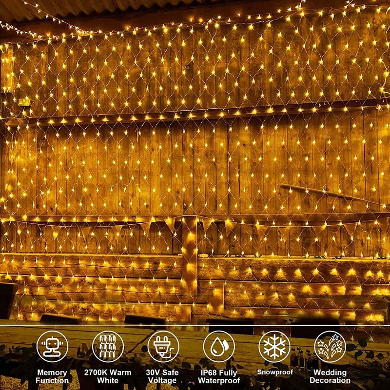 One94Store Plastic 240 Led Net Mesh Fairy String Decorative Lights Low Voltage 6Ft X 6Ft 224 LEDs WarmWhite Pack of 1 2 Meters - Image 2