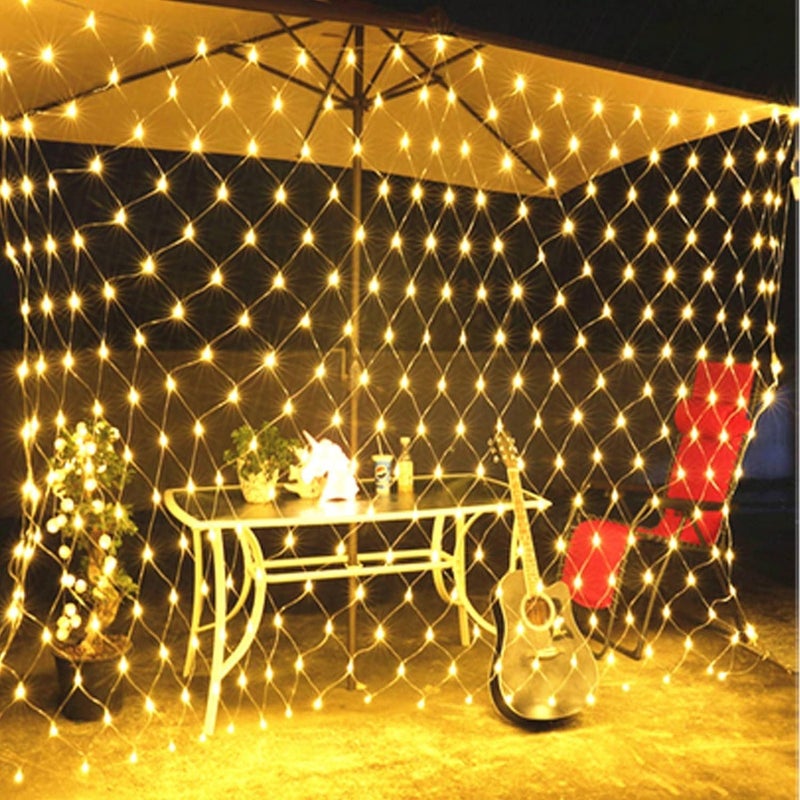 One94Store Plastic 240 Led Net Mesh Fairy String Decorative Lights Low Voltage 6Ft X 6Ft 224 LEDs WarmWhite Pack of 1 2 Meters - Image 1