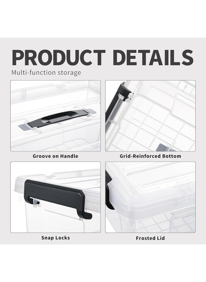 SKY-TOUCH صندوق تخزين بلاستيكي شفاف سعة 47 لتر مع غطاء وعجلات، صندوق منظم قابل للتكديس مزود بمقابض، تصميم لسهولة الحركة، مثالي للملابس، تخزين الخزانة، تنظيم تخزين منزلي، 48x28x35 سم، 1 عبوة - Image 2