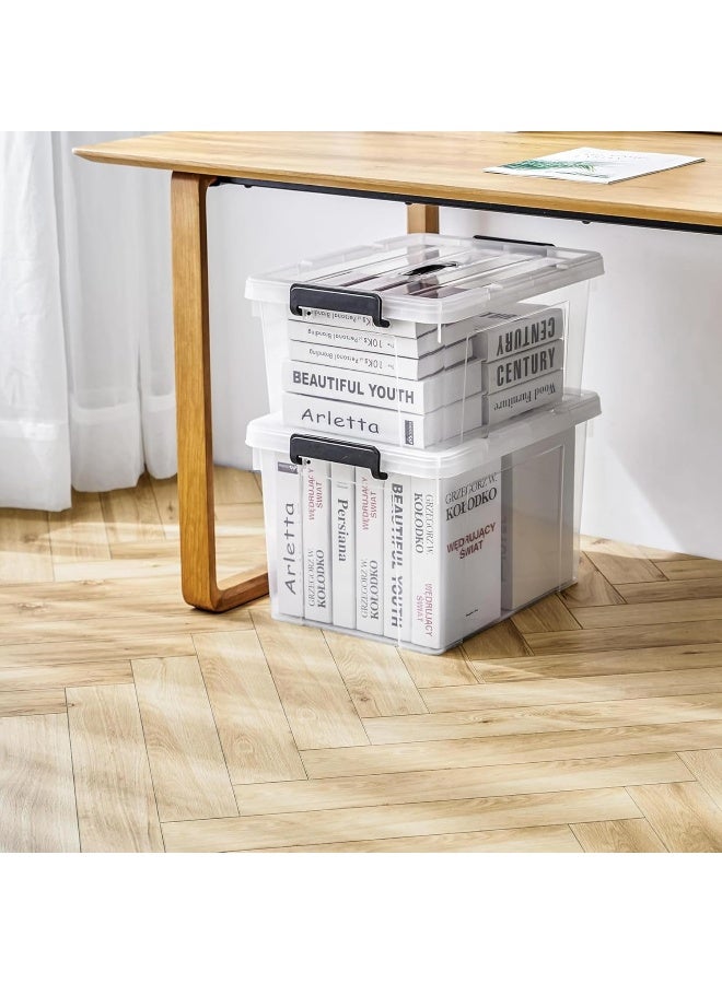 SKY-TOUCH صندوق تخزين بلاستيكي شفاف سعة 47 لتر مع غطاء وعجلات، صندوق منظم قابل للتكديس مزود بمقابض، تصميم لسهولة الحركة، مثالي للملابس، تخزين الخزانة، تنظيم تخزين منزلي، 48x28x35 سم، 1 عبوة - Image 5