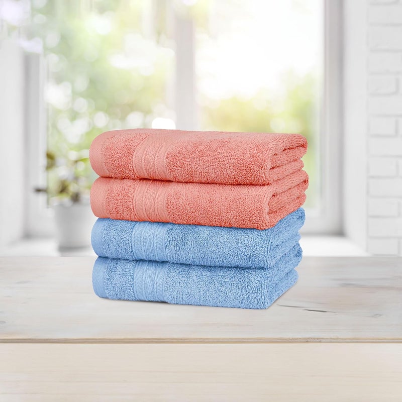 MYTRIDENT Soft Comfort Air Rich Towel 100% Cotton Hand Towel for Daily use, 500 GSM Highly Absorbent Towels for Men/Women, 4Pc Hand Towel Set (41 cm X 66 cm), Allure and Coral Haze - Image 3
