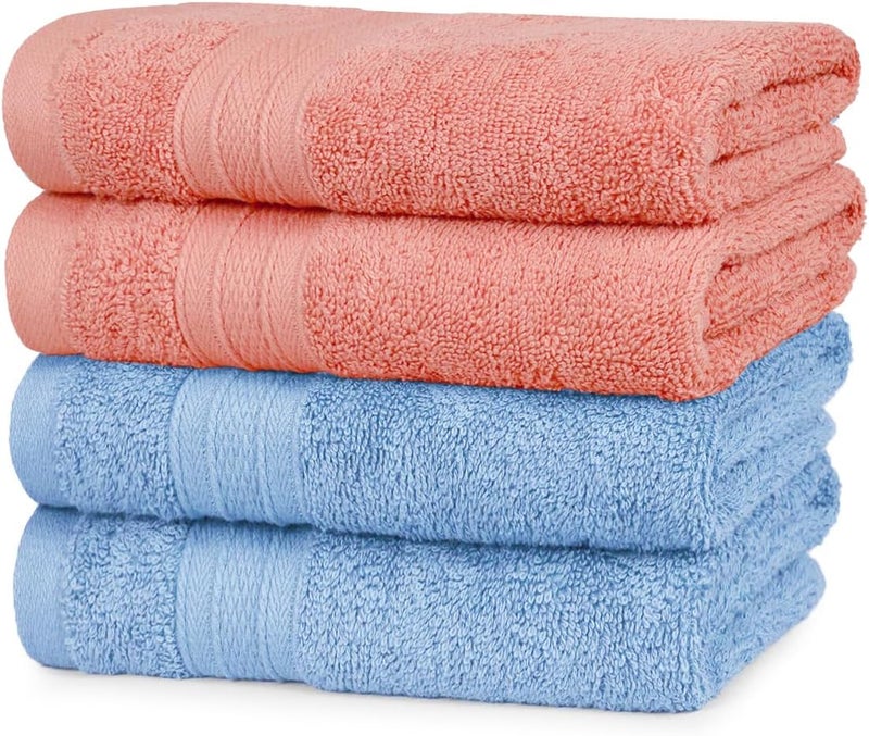 MYTRIDENT Soft Comfort Air Rich Towel 100% Cotton Hand Towel for Daily use, 500 GSM Highly Absorbent Towels for Men/Women, 4Pc Hand Towel Set (41 cm X 66 cm), Allure and Coral Haze - Image 1