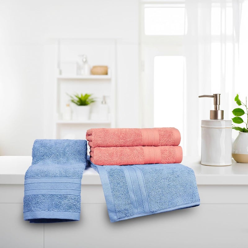 MYTRIDENT Soft Comfort Air Rich Towel 100% Cotton Hand Towel for Daily use, 500 GSM Highly Absorbent Towels for Men/Women, 4Pc Hand Towel Set (41 cm X 66 cm), Allure and Coral Haze - Image 2