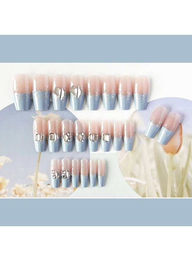 Goolsky Sparkling Sea Breeze Full Diamond Irregular Press - on Nails for Eye - Catching Party Look - Image 4