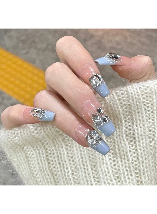 Goolsky Sparkling Sea Breeze Full Diamond Irregular Press - on Nails for Eye - Catching Party Look - Image 1
