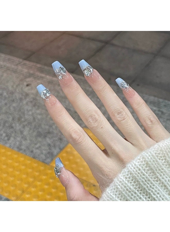 Goolsky Sparkling Sea Breeze Full Diamond Irregular Press - on Nails for Eye - Catching Party Look - Image 3