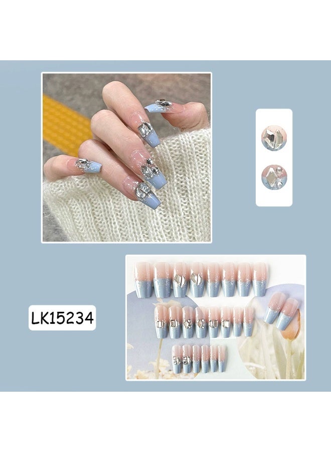 Goolsky Sparkling Sea Breeze Full Diamond Irregular Press - on Nails for Eye - Catching Party Look - Image 2