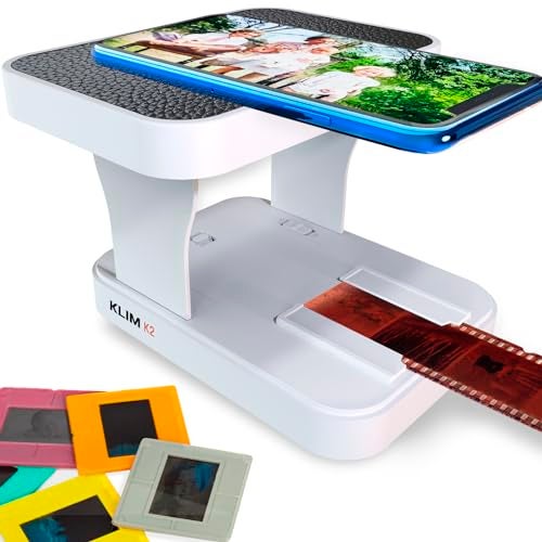KLIM K2 Mobile Film Scanner - New Version - 35mm Positive & Negative Slide and Photo Scanner - Essential Color Film Developing Kit - Create Your Own 35mm Developing Service at Home - White - Image 1