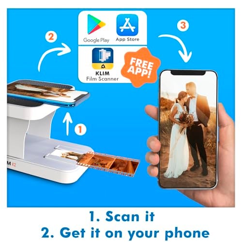 KLIM K2 Mobile Film Scanner - New Version - 35mm Positive & Negative Slide and Photo Scanner - Essential Color Film Developing Kit - Create Your Own 35mm Developing Service at Home - White - Image 3