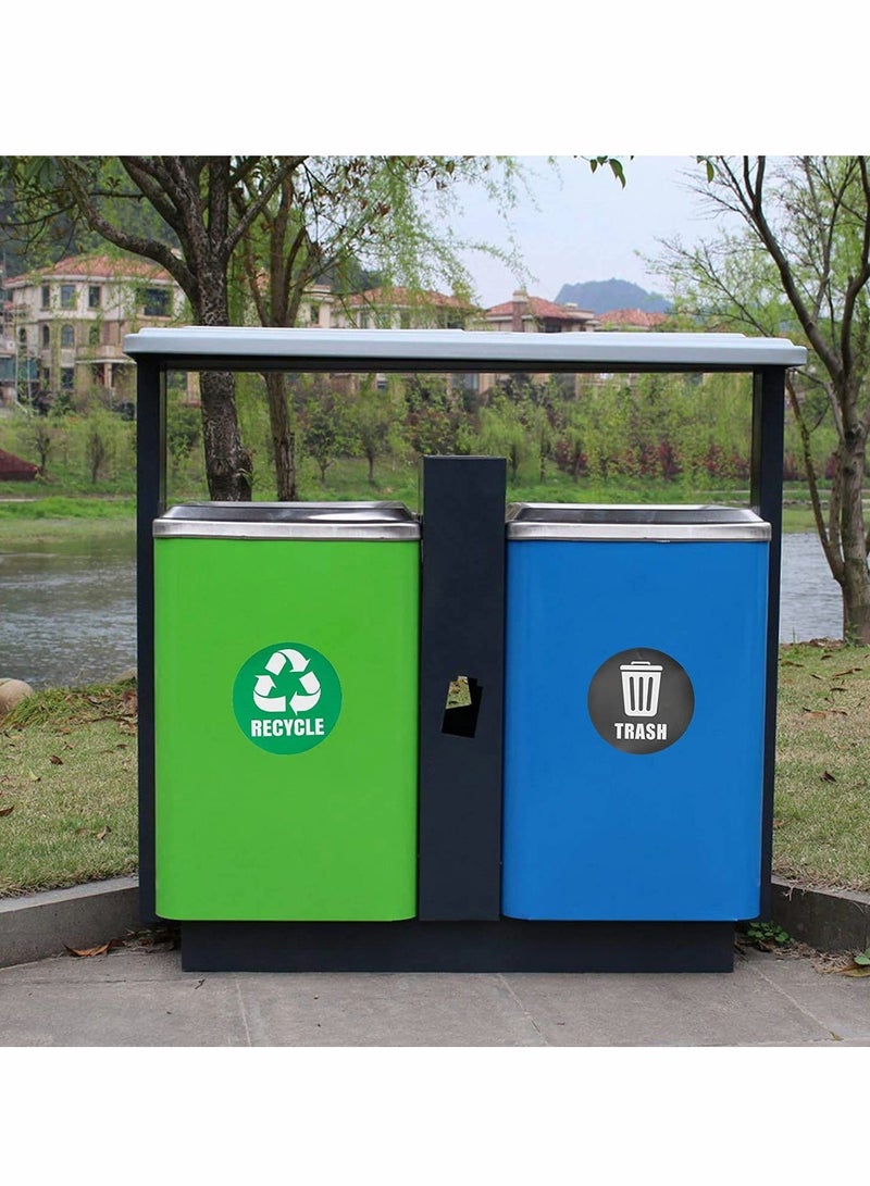 Recycle Pack of 6 Trash Bin Sticker 5 Round Logo Sign Decal Labels Self-Adhesive Vinyl Laminated Waterproof Environmental Trash Stickers for School Home Indoor Outdoor (Green/Black) - Image 4