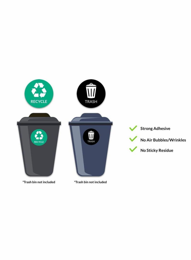 Recycle Pack of 6 Trash Bin Sticker 5 Round Logo Sign Decal Labels Self-Adhesive Vinyl Laminated Waterproof Environmental Trash Stickers for School Home Indoor Outdoor (Green/Black) - Image 3