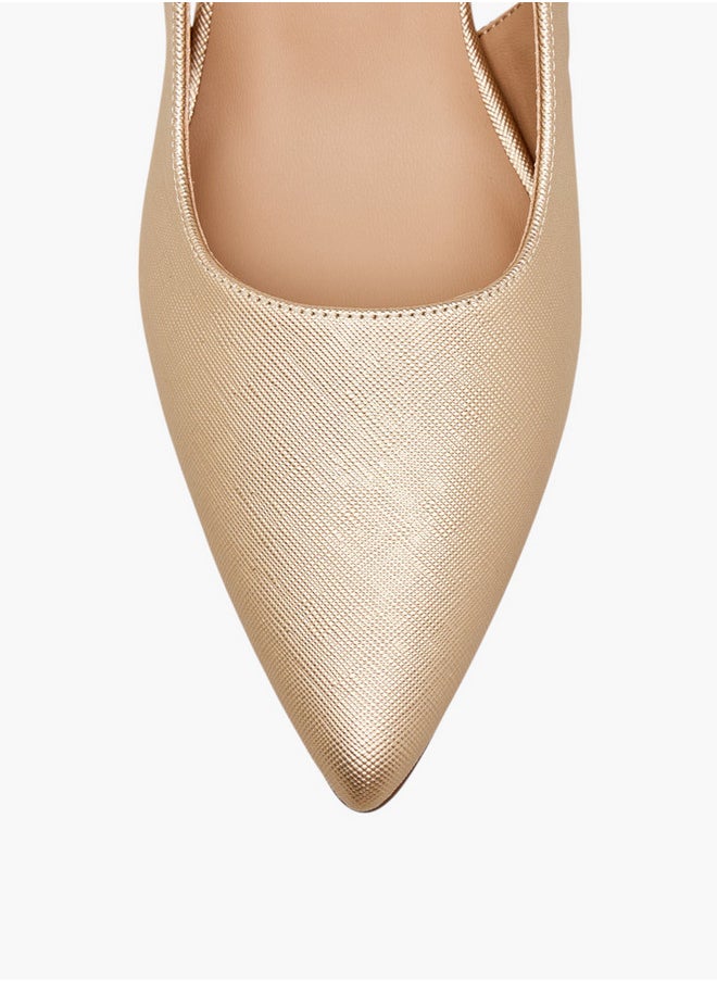 Flora Bella By Shoexpress Textured Pointed-Toe Slingback Shoes with Flared Heels  - Image 4