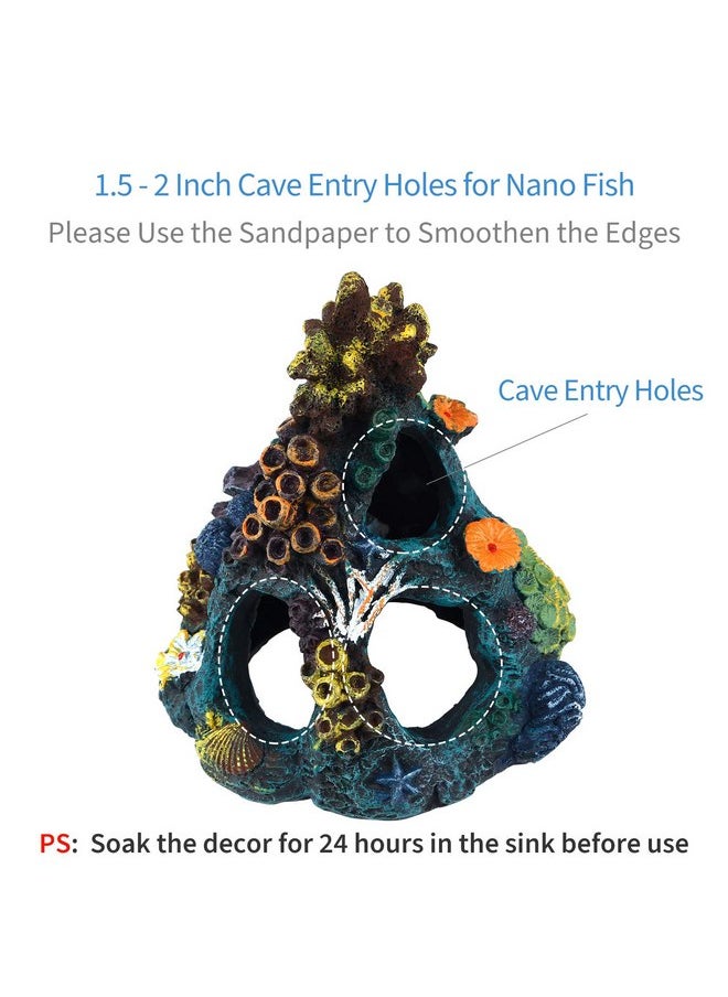 Uniclife Uniclife Aquarium Decorations Resin Coral Rock Mountain Cave Fish Tank Decor Ornaments Fish House for Betta Rest Hide Play Breed  - Image 3