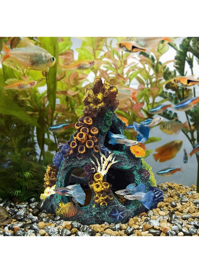 Uniclife Uniclife Aquarium Decorations Resin Coral Rock Mountain Cave Fish Tank Decor Ornaments Fish House for Betta Rest Hide Play Breed  - Image 5