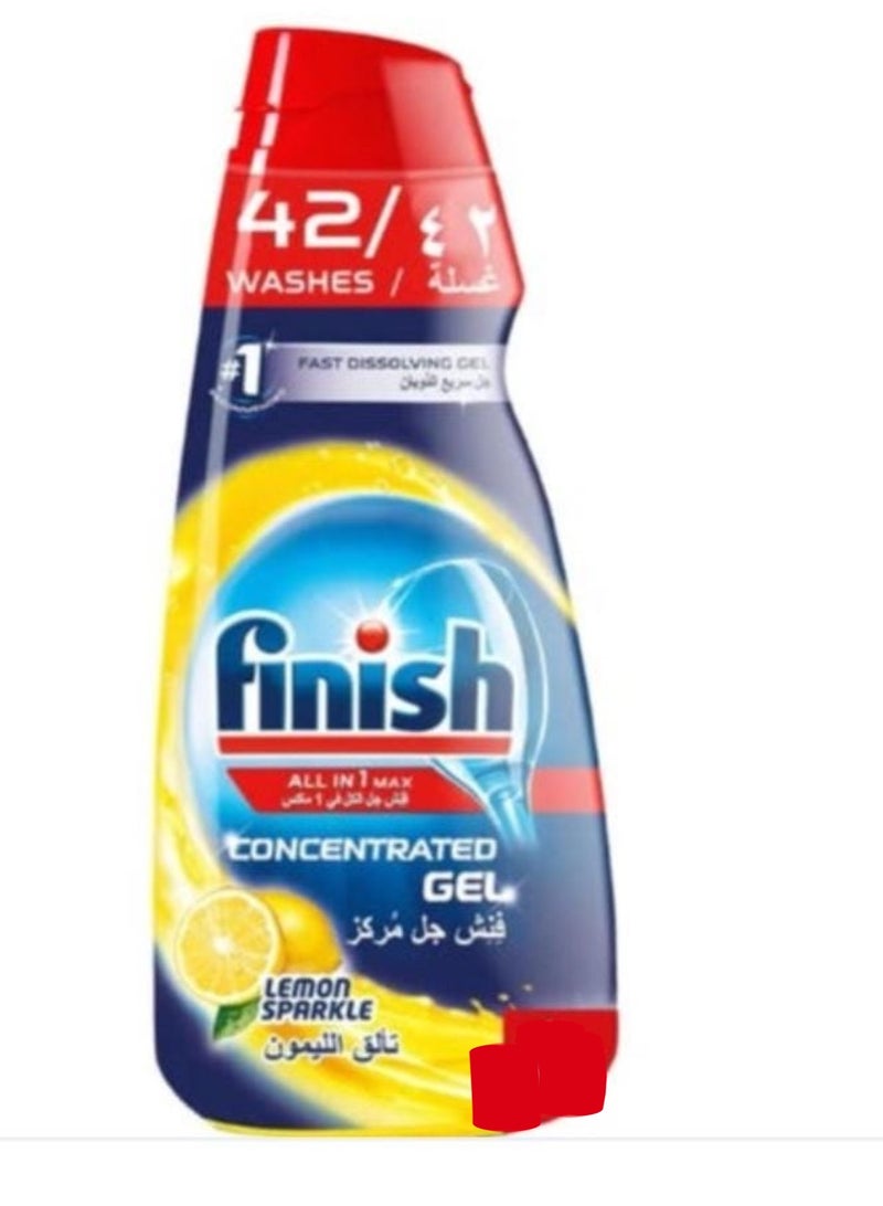 Finish Lemon Sparkle All In One Max Dishwasher Concentrated Gel, Shine And Protect With Glass Protect Action, - Image 2