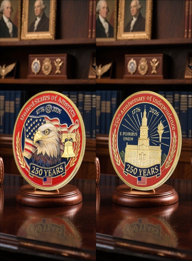SINBRLAI USA 250th Anniversary Commemorative Coins - America 250 Years of Freedom 1776-2026, Declaration of Independence, Eagle and Patriotic Symbols Collectible Coins Set for Soldiers, Veterans, Collectors - Image 5