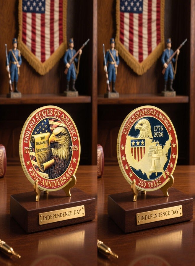 SINBRLAI USA 250th Anniversary Commemorative Coins - America 250 Years of Freedom 1776-2026, Declaration of Independence, Eagle and Patriotic Symbols Collectible Coins Set for Soldiers, Veterans, Collectors - Image 3