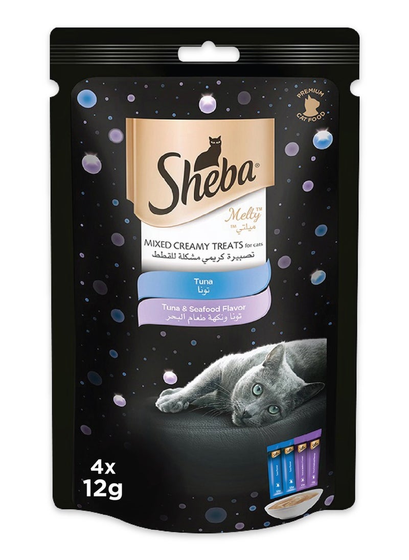 Sheba Melty Mixed Creamy Treats Tuna And Seafood 12G X 4  - Image 1