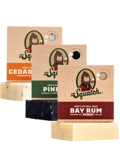 Dr. Squatch Dr Squatch All Natural Bar Soap for Men 3 Bar Variety Pack Pine Tar Cedar Citrus and Bay Rum 