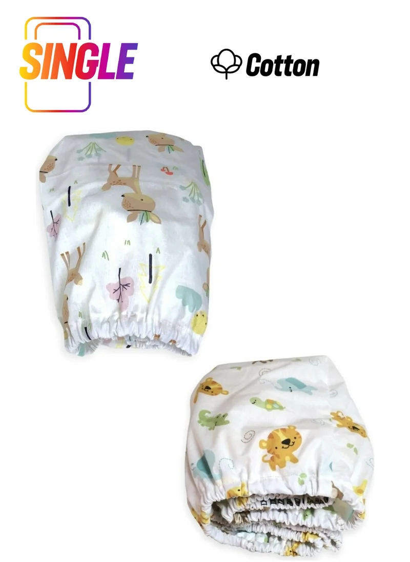 Bebek Özel Baby Special Cotton Baby and Kids Fitted Sheet Cute Animals and Roe Deer 70X120 (2 Pieces)