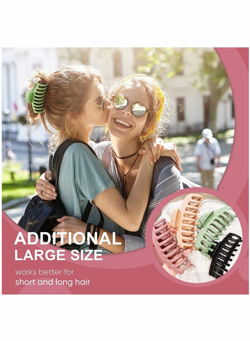 4 Packs Hair Claw Clips, Nonslip Hair Clip Banana Large Matte Rubber for Women - Image 3