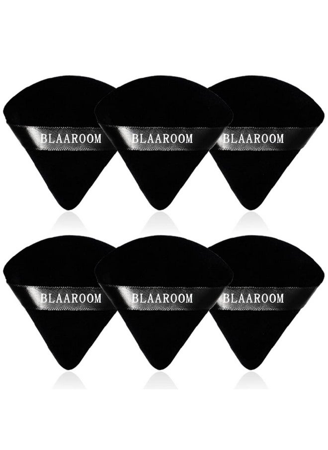 BLAAROOM - 6 Pcs Velvet Triangle Powder Pufftriangular Design Makeup Soft Sponge Puff For Face Exquisite Makeup Eyes Contouring For Loose Mineral Body Powde Cosmetic Foundation Makeup Tool Black - Image 1