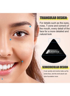 BLAAROOM 6 Pcs Velvet Triangle Powder Pufftriangular Design Makeup Soft Sponge Puff For Face Exquisite Makeup Eyes Contouring For Loose Mineral Body Powde Cosmetic Foundation Makeup Tool Black  - Image 3