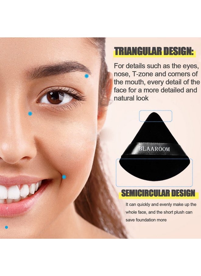 BLAAROOM - 6 Pcs Velvet Triangle Powder Pufftriangular Design Makeup Soft Sponge Puff For Face Exquisite Makeup Eyes Contouring For Loose Mineral Body Powde Cosmetic Foundation Makeup Tool Black - Image 1