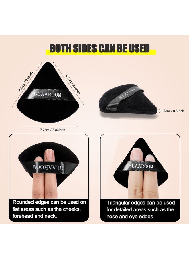 BLAAROOM - 6 Pcs Velvet Triangle Powder Pufftriangular Design Makeup Soft Sponge Puff For Face Exquisite Makeup Eyes Contouring For Loose Mineral Body Powde Cosmetic Foundation Makeup Tool Black - Image 1