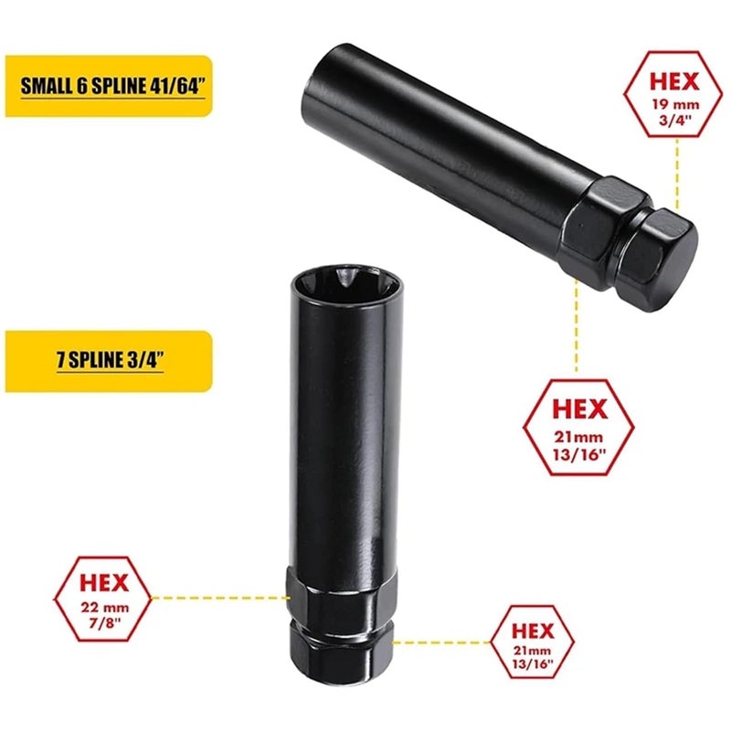 Lug Nut Key 4pcs 7 Spline Lug Nut Key 6 Spline Lug Nut Socket Removal Tool for Car Wheel - Image 5