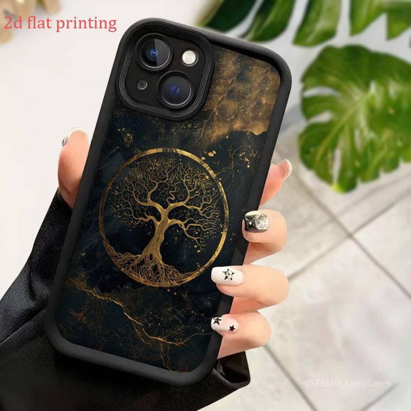 غطاء هاتف لـ iPhone 17e مزيج الألوان 1 نحيف مع حماية مطبوعة بتصميم رخامي وأشجار - Image 5