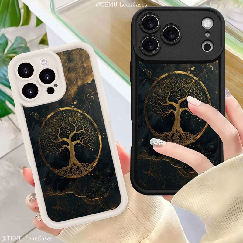 غطاء هاتف لـ iPhone 17e مزيج الألوان 1 نحيف مع حماية مطبوعة بتصميم رخامي وأشجار - Image 1