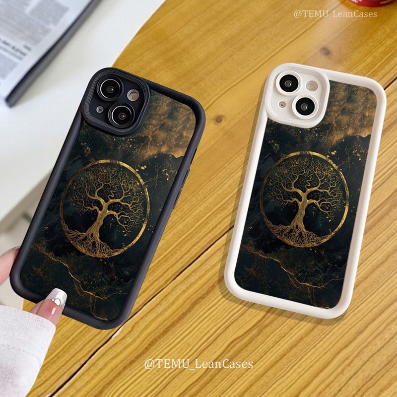 غطاء هاتف لـ iPhone 17e مزيج الألوان 1 نحيف مع حماية مطبوعة بتصميم رخامي وأشجار - Image 3